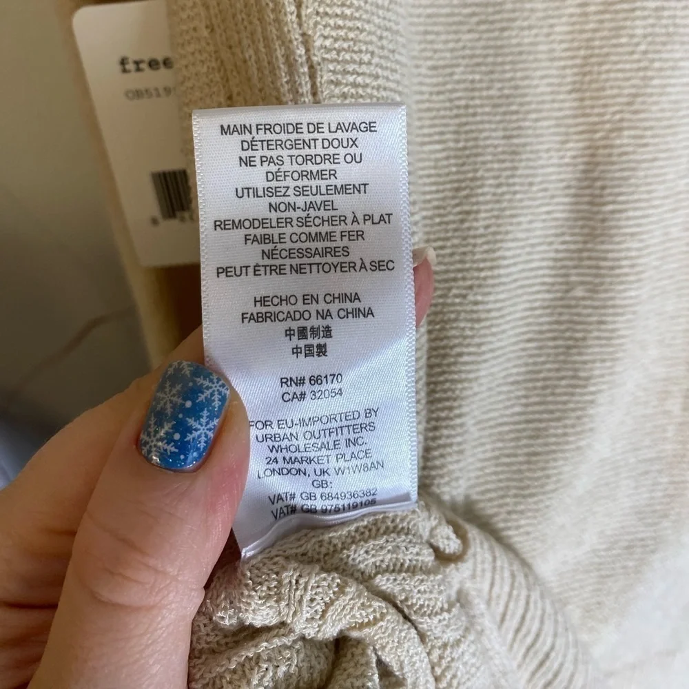 NWT Free People Criss Cross Side Slit Sweater in Cream